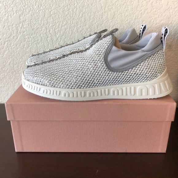 NIB Miu Miu Glitter Sneakers - Size 40 - Picture 2 of 4